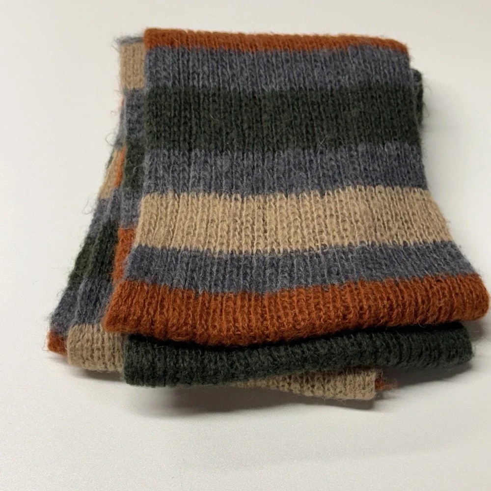 Wooden Ships Infinity Scarf Mohair Wool Blend Earth-toned Palette Striped Boho